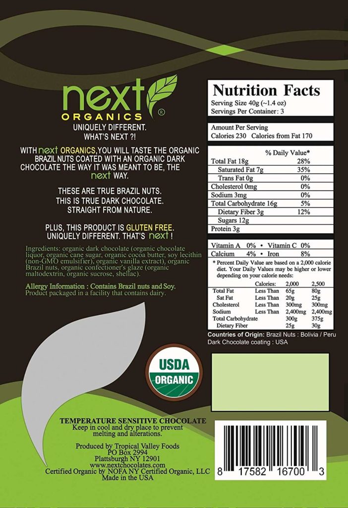 Organic Dark Chocolate Brazil Nuts 4 oz Next Organics